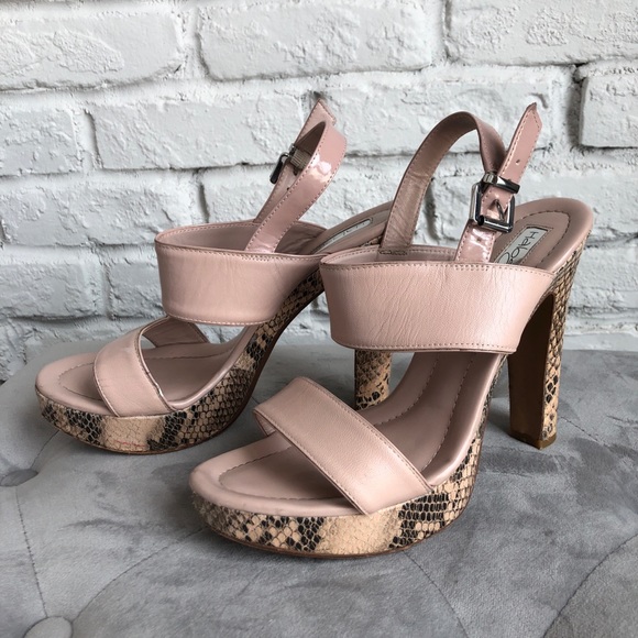 blush pink block heels
